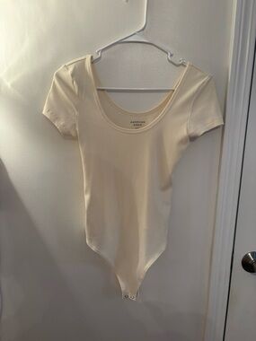 American Eagle Outfitters Ribbed Scoop Neck Bodysuit - Beige